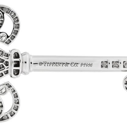 Tiffany Platinum Diamond Enchant Heart Key Pendant 4 of 5