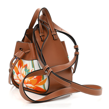 Loewe Calfskin Embroidered Floral Mini Hammock Shoulder Bag Tan White 3 of 10
