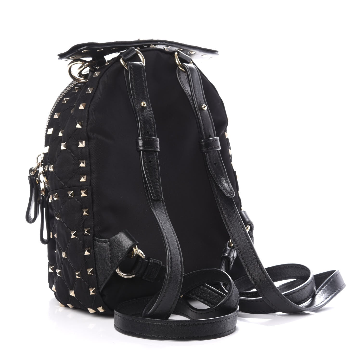 black mini spike backpack Valentino Garavani Nylon Quilted Mini Rockstud Spike Backpack Black 611199  – FASHIONPHILE
