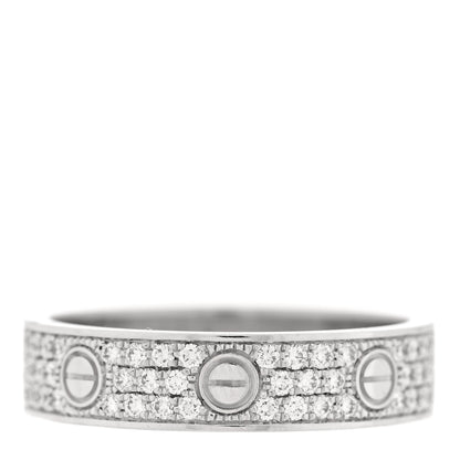 Cartier 18K White Gold Diamond LOVE Wedding Paved Band Ring 56 7.5 1 of 4