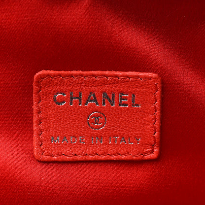 Chanel Lambskin Camellia Embossed Cosmetic Case Red 6 of 9