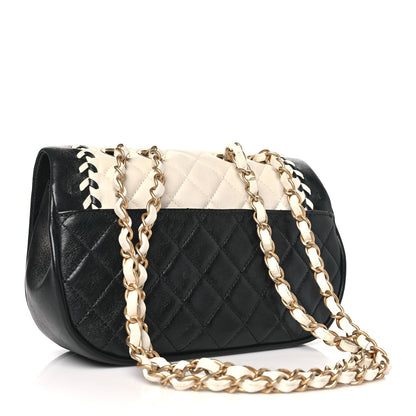 Chanel Calfskin Braided Flap White Black 3 of 9
