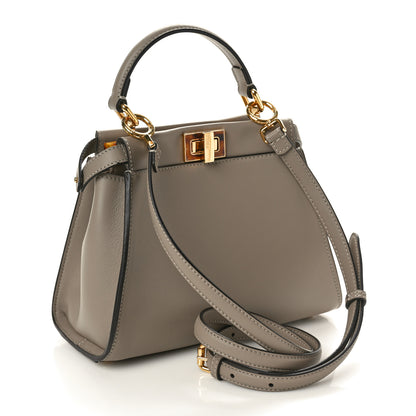 Fendi Vitello Seta Shiny Nappa Plexiglass Tortoise Mini Peekaboo Iconic Satchel Tortora 3 of 10