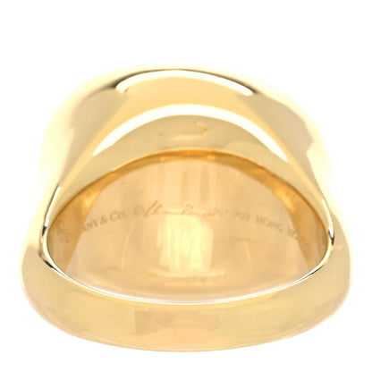 Tiffany 18K Yellow Gold Elsa Peretti Rock Crystal 15 MM Cabochon Ring 61 9.5 3 of 6
