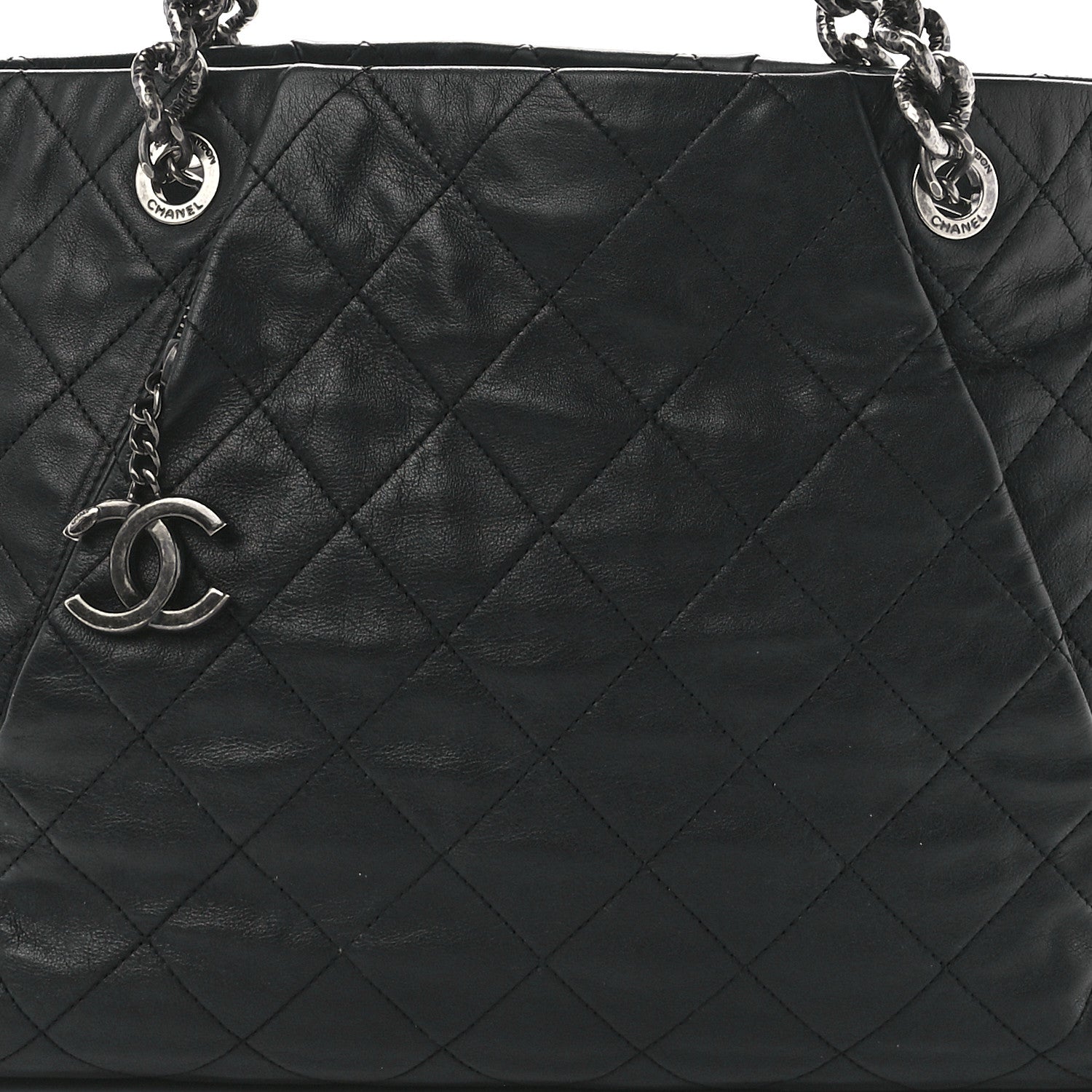 Chanel Calfskin Quilted Large Coco Pleats Tote Black 7 of 10