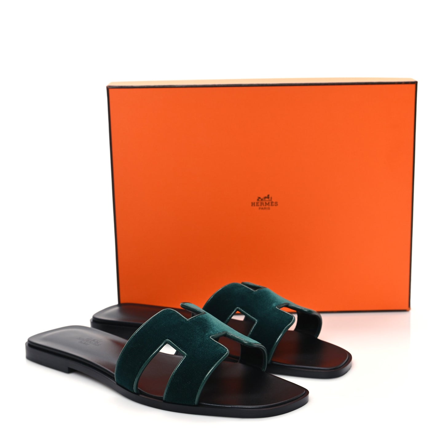 Velvet Nappa Oran Sandals 40 Vert Fonce