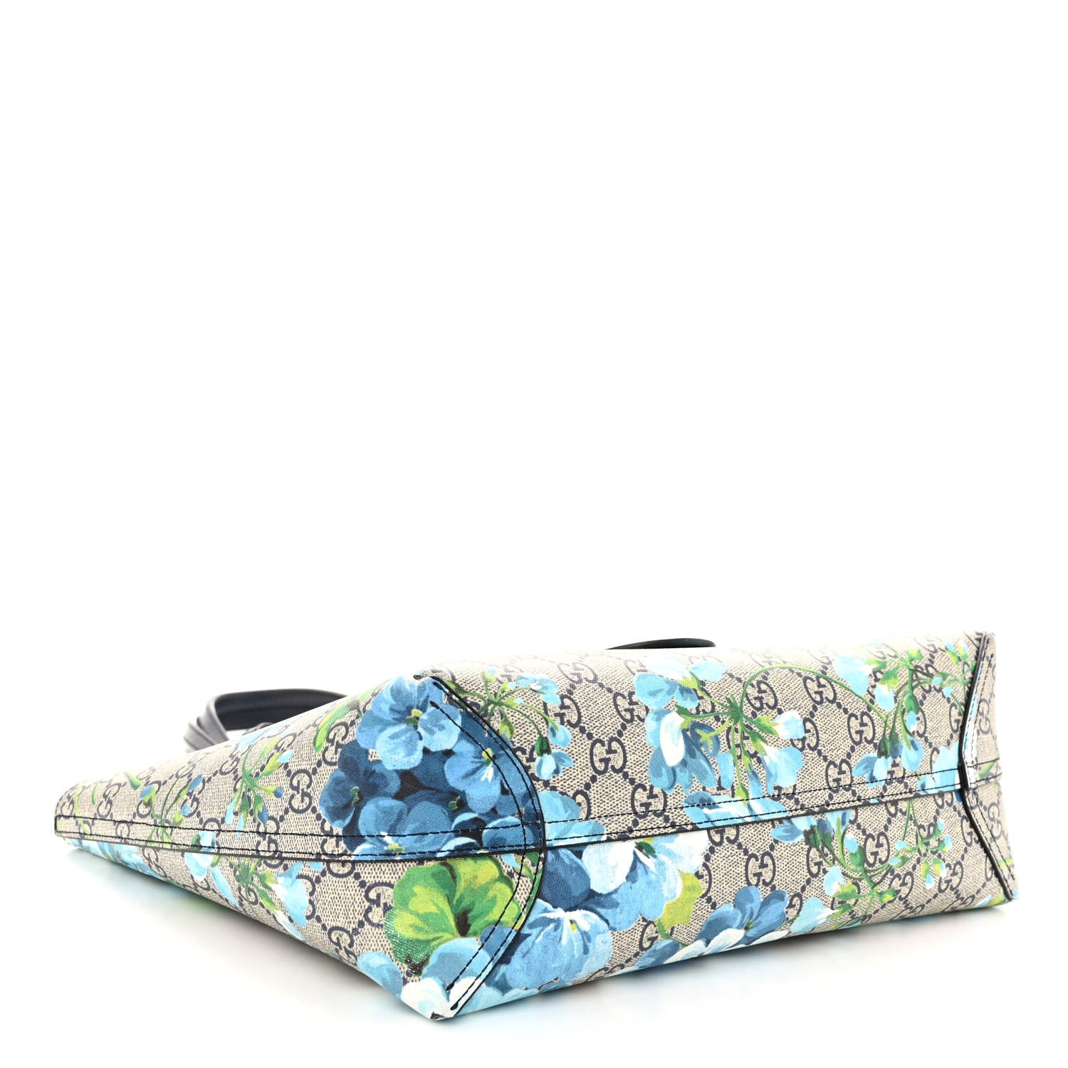 Gucci GG Supreme Monogram Blooms Small Reversible Tote Beige Blue Navy 6 of 15