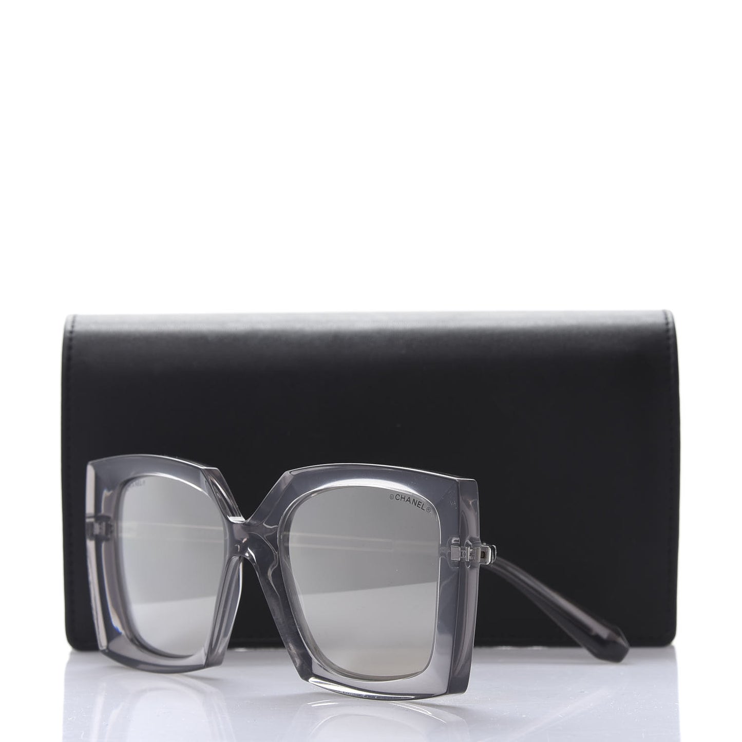 18K White Gold Mirror Square Sunglasses 6051 Gray