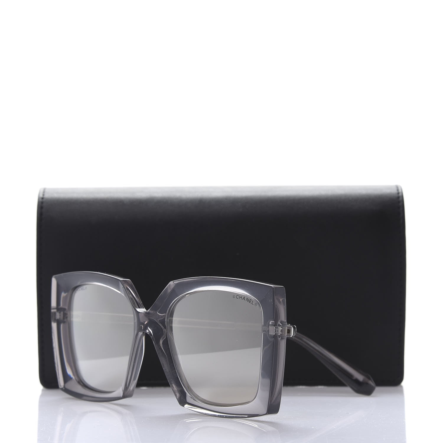 Chanel 18K White Gold Mirror Square Sunglasses 6051 Gray 8 of 8