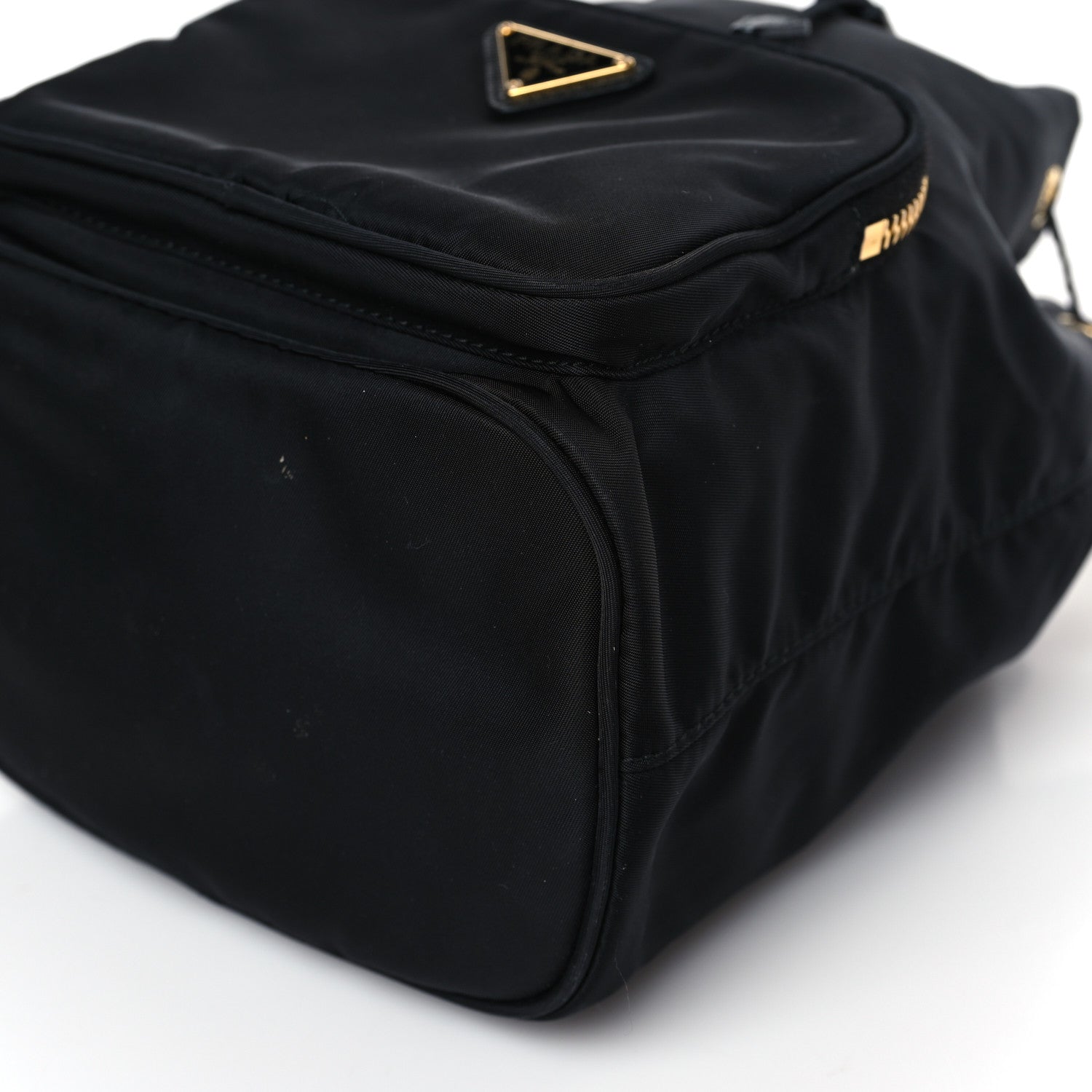Prada Saffiano Tessuto Nylon Mini Bucket Crossbody Bag Black 8 of 9
