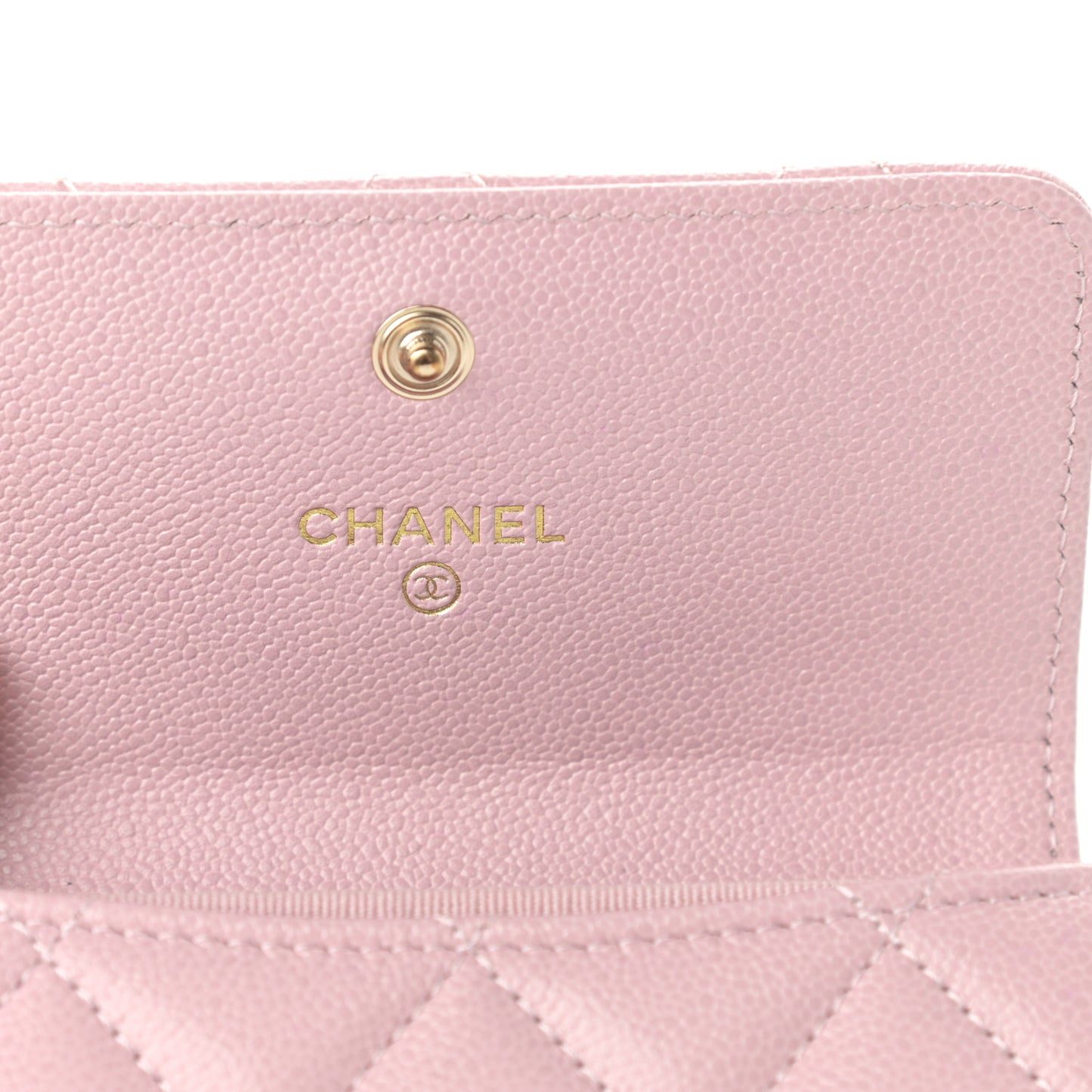 Caviar Quilted Studded CC Flap Card Holder Light Pink