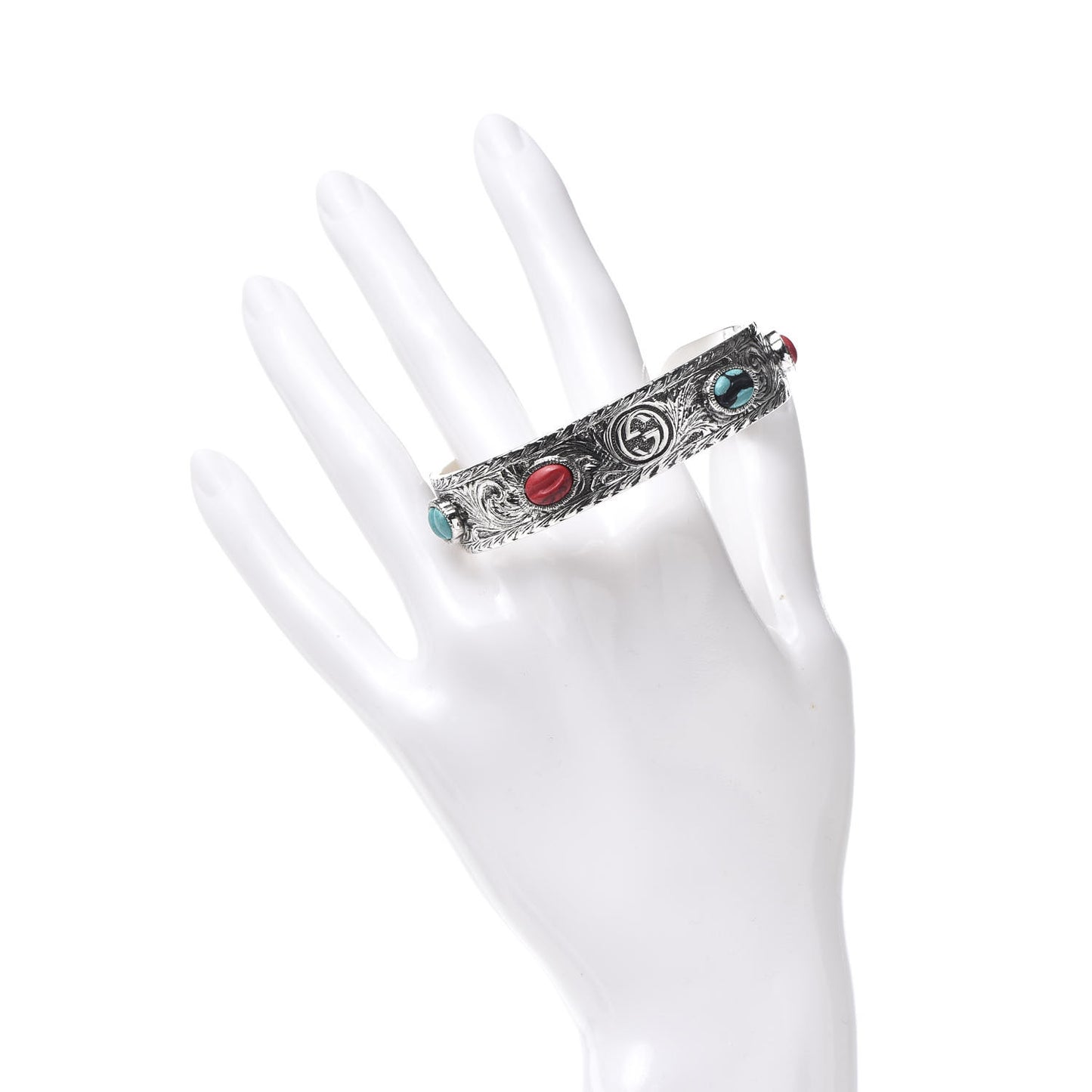 Sterling Silver Resin Le Marche Des Merveilles Tiger Cuff Bracelet Turquoise Red