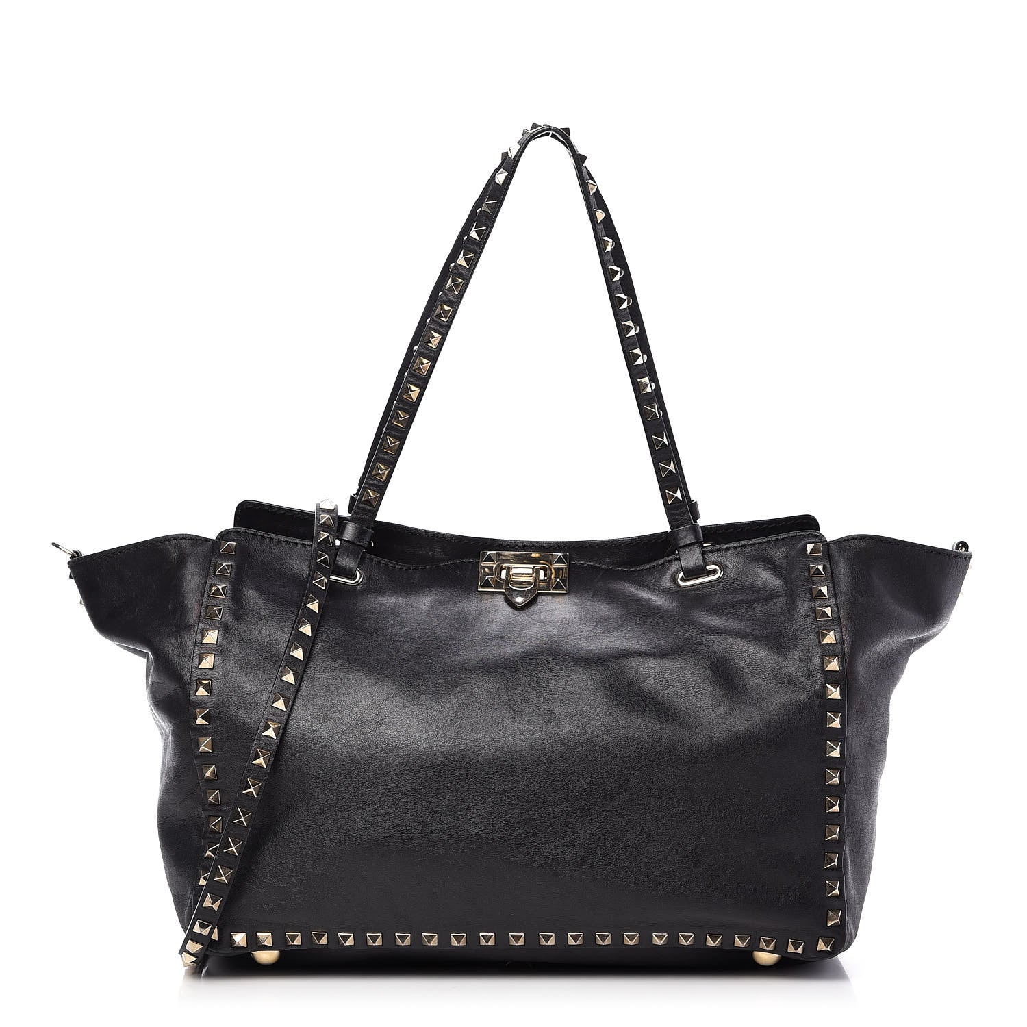 Valentino Garavani Vitello Medium Rockstud Tote Black 1 of 9