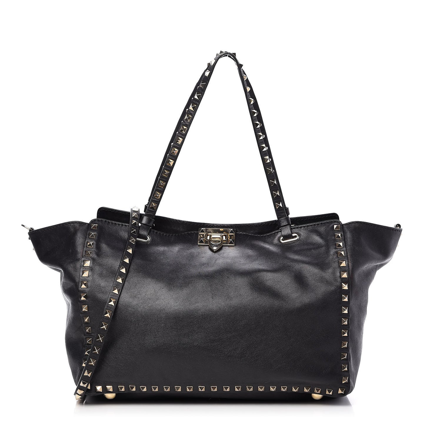 Vitello Medium Rockstud Tote Black