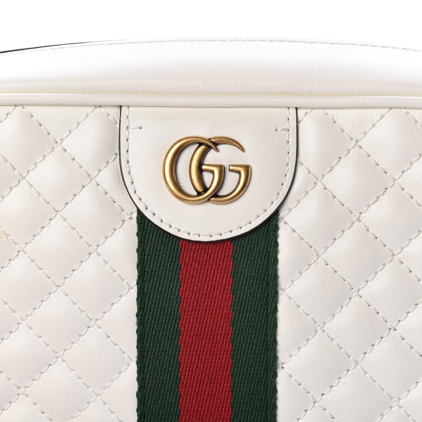 Calfskin Web Trapuntata Small Shoulder Bag Off White