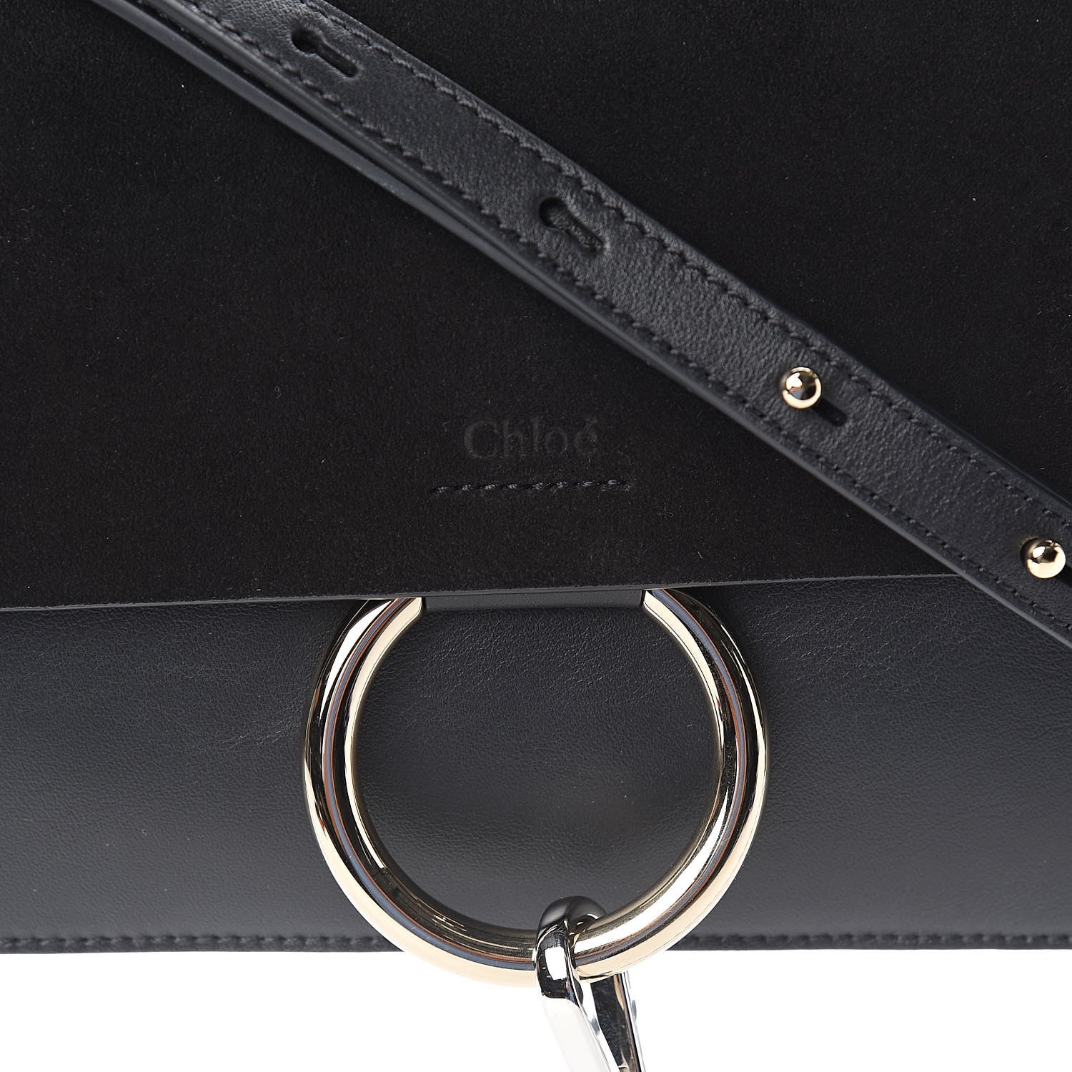 Chloe Suede Calfskin Small Faye Shoulder Bag Black 10 of 10