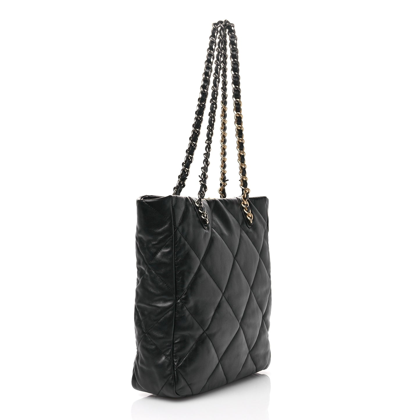 Lambskin Quilted Chanel 19 Shopping Bag Black
