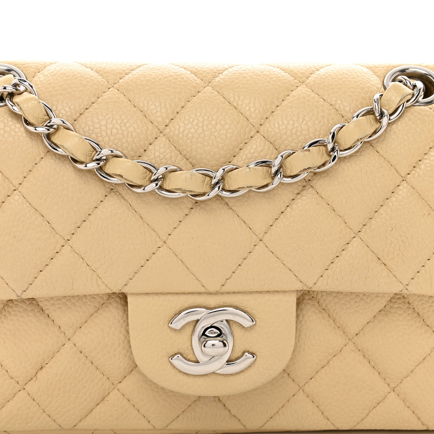 Chanel Caviar Quilted Mini Rectangular Flap Light Beige 5 of 13