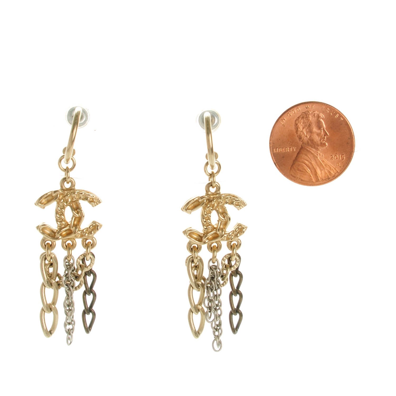 Chanel CC Chain Drop Earrings Gold 2 of 5