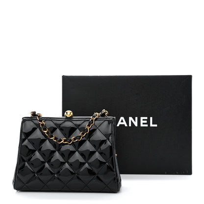 Chanel Patent Quilted Frame Evening Bag Black 13 of 13