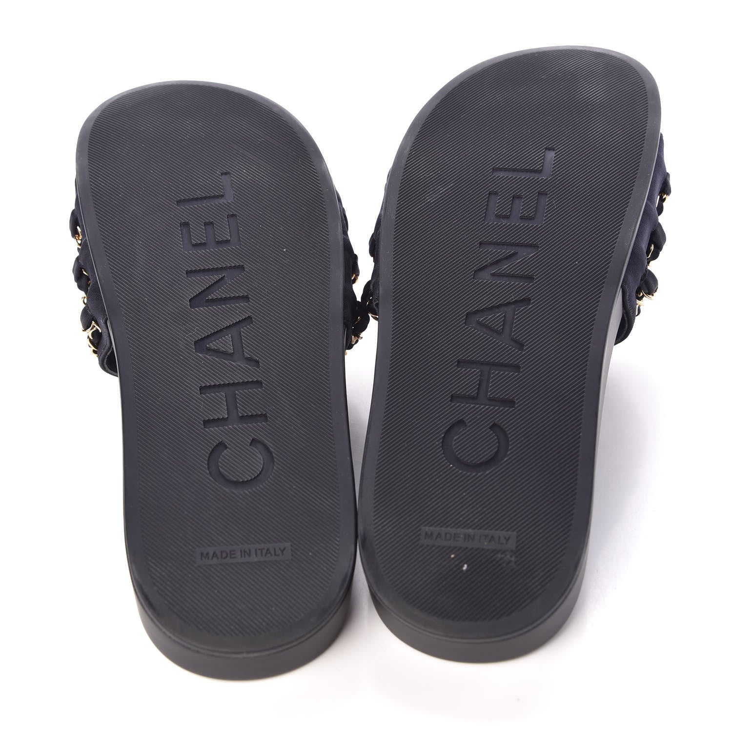 Chanel Canvas Chain Flat Sandals 40 Marine 5 of 11