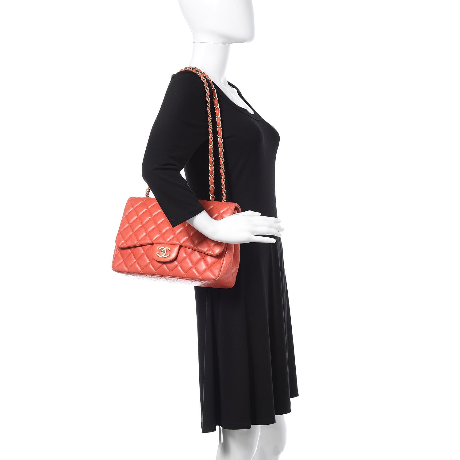 Chanel Lambskin Quilted Jumbo Single Flap Coral 2 of 19