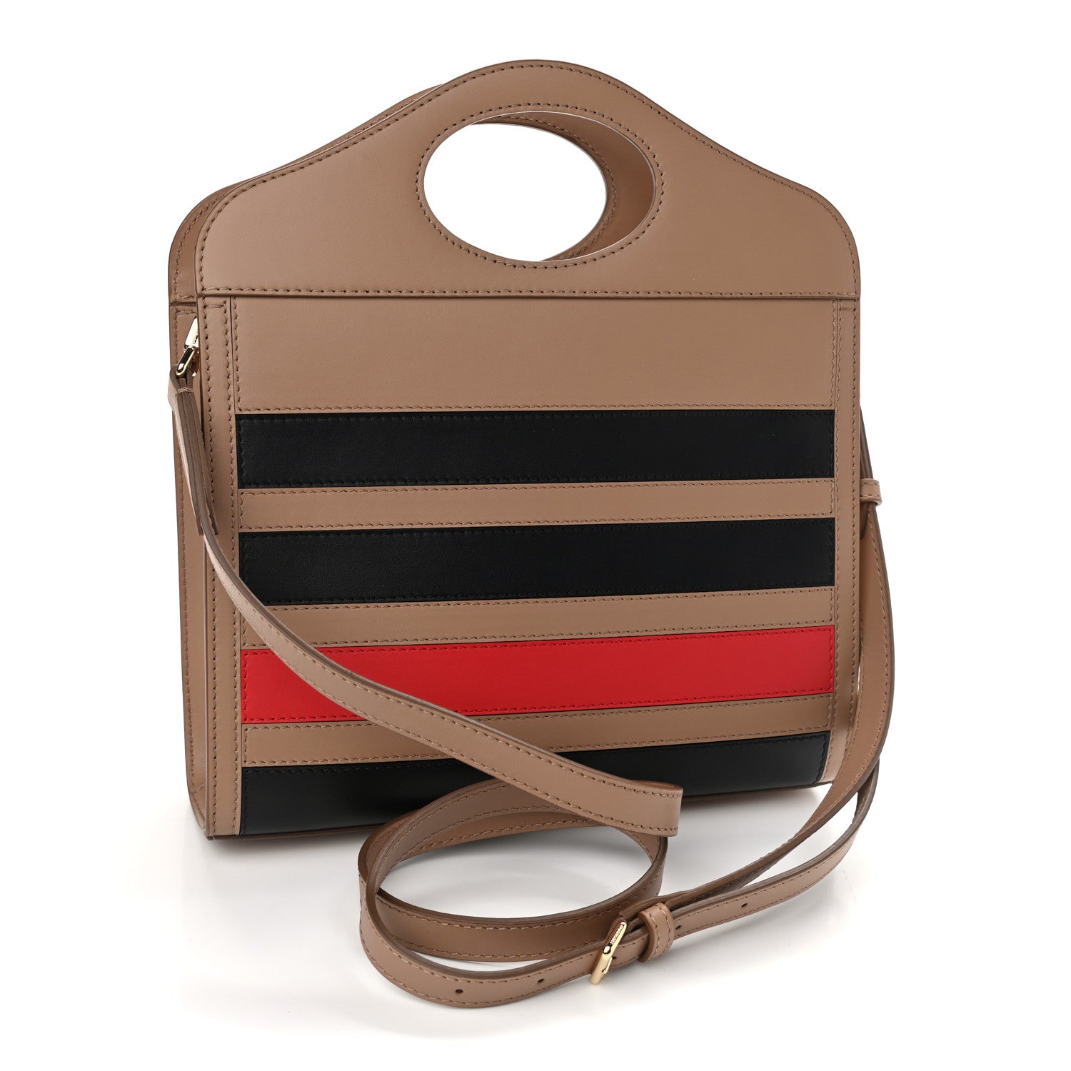 Burberry Smooth Calfskin Striped Mini Pocket Bag Camel 3 of 9