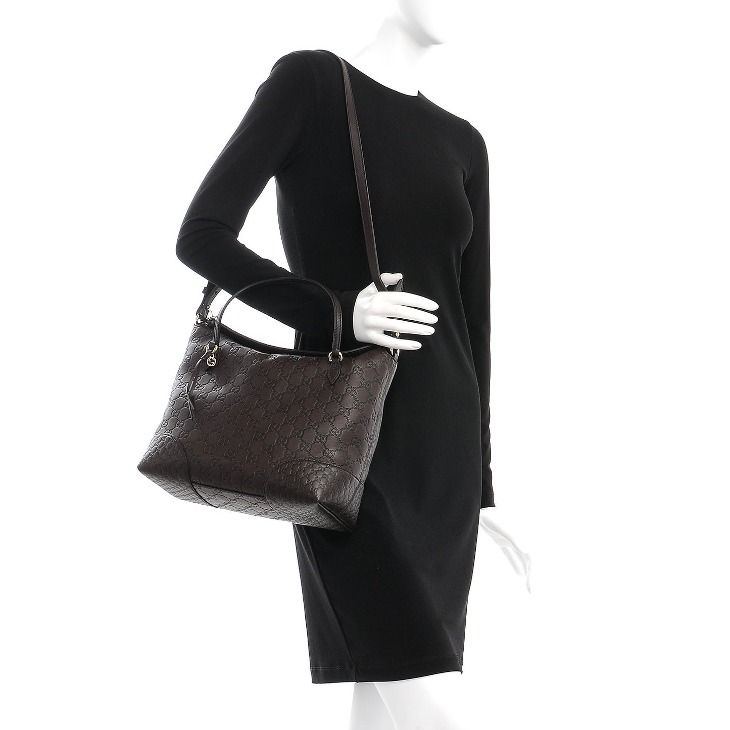 Guccissima Medium Bree Foldover Tote Chocolate