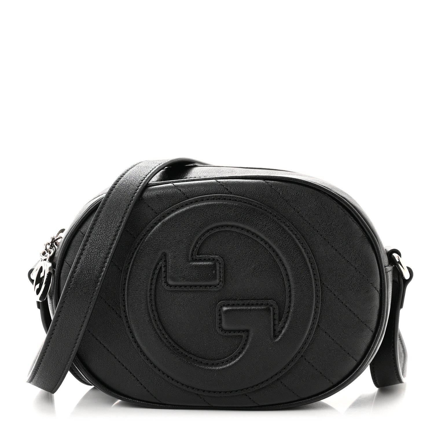 Gucci Sakai Be Green Calfskin Diagonal Stitched Mini Blondie Shoulder Bag Black 1 of 10