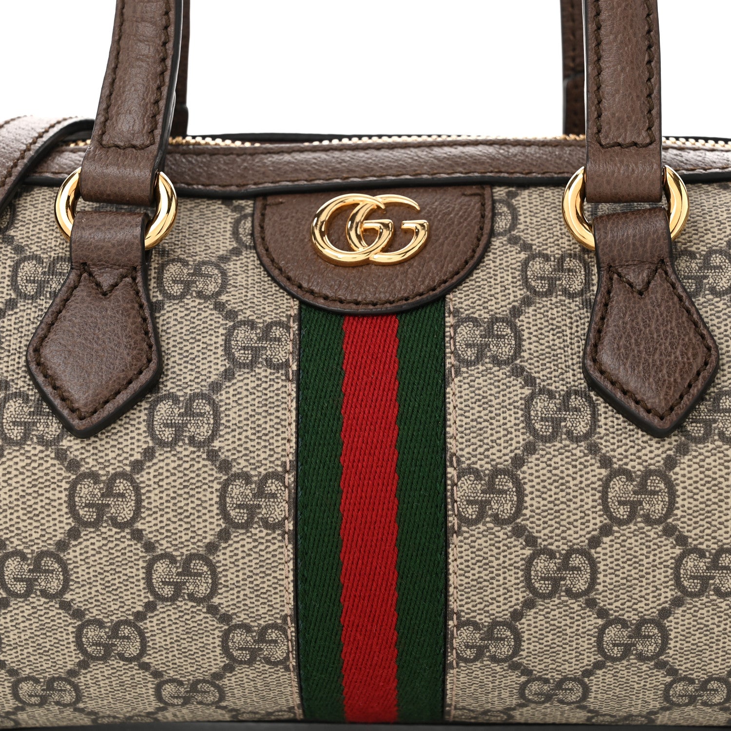 Gucci GG Supreme Monogram Web Small Ophidia Boston Bag Beige New Acero 8 of 10