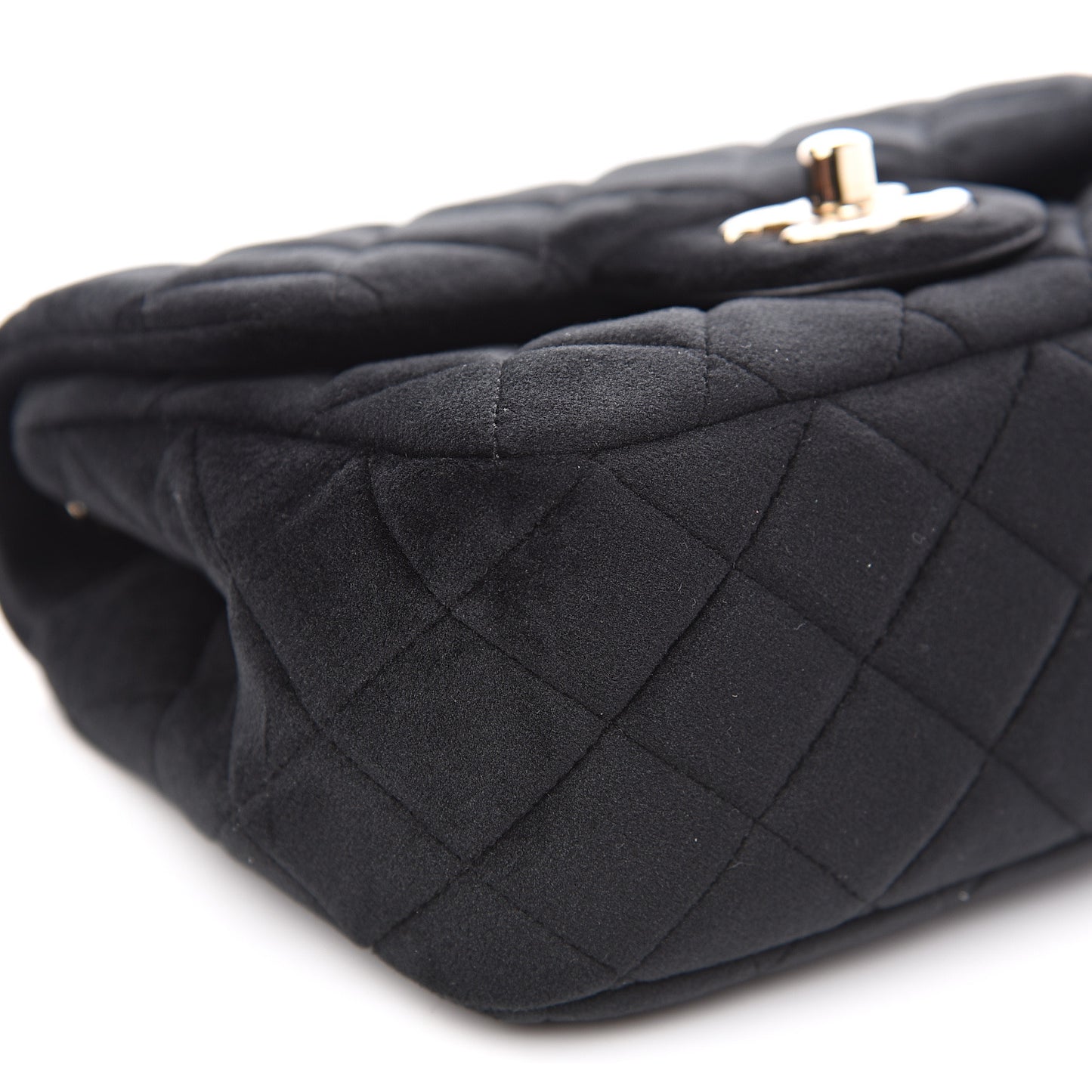 Velvet Quilted Mini Pearl Crush Flap Black