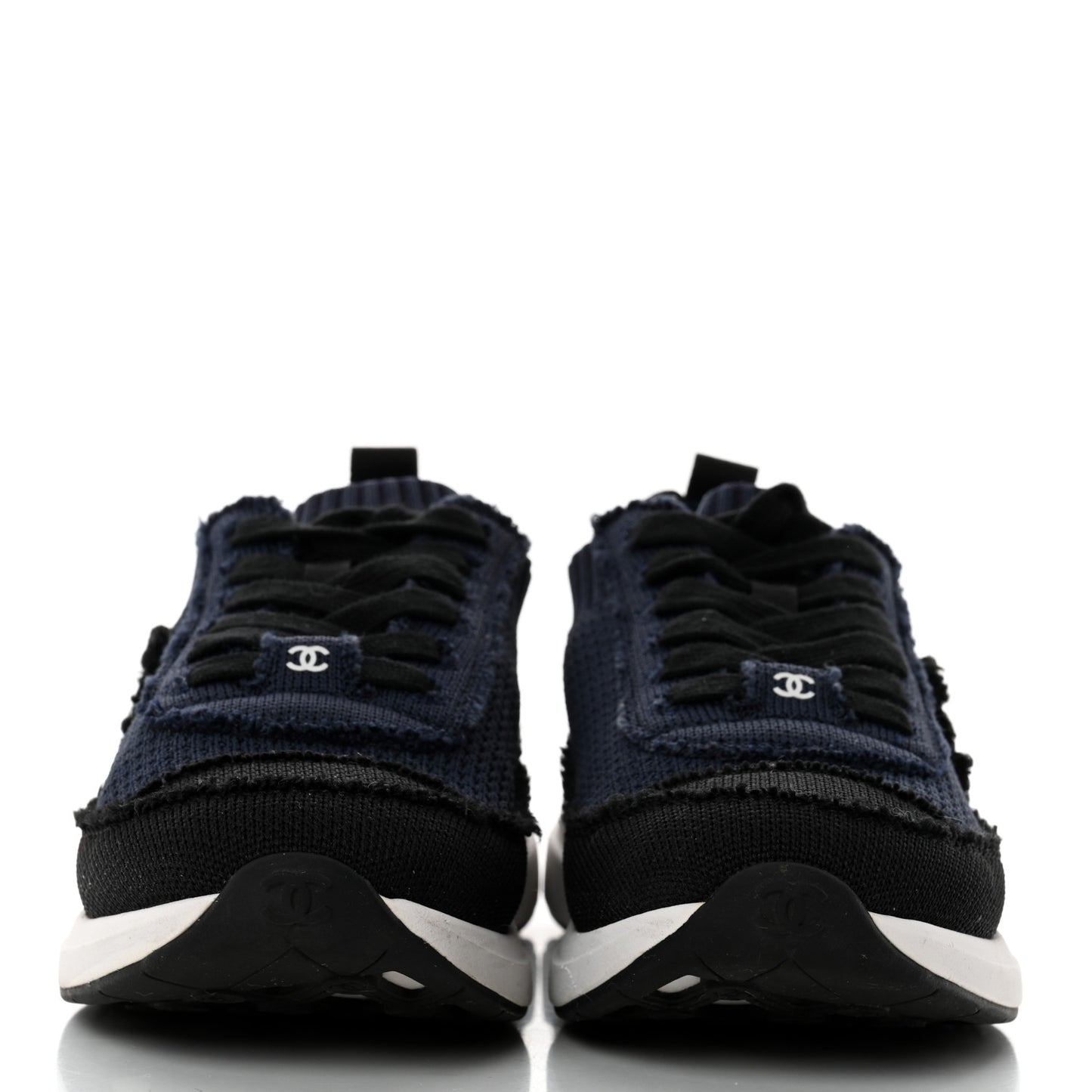 Fabric Logo Sneakers 35.5 Navy Black