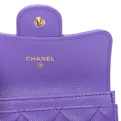 Chanel Caviar Quilted Flap Card Holder Wallet Purple 6 of 9