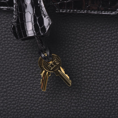 Hermes Togo Shiny Niloticus Crocodile Birkin Touch 25 Black 27 of 38