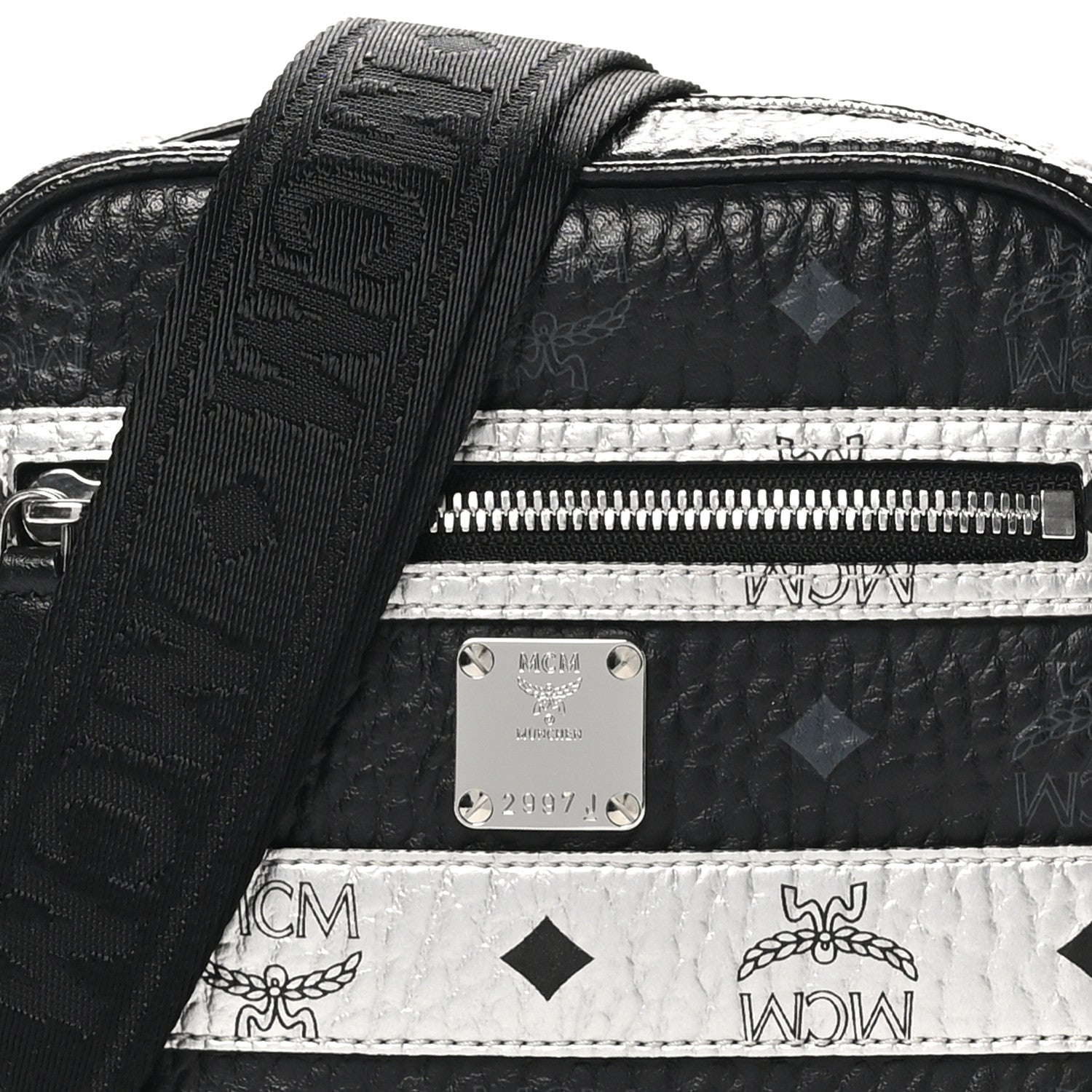 MCM Visetos Spot Crossbody Bag Black 7 of 9
