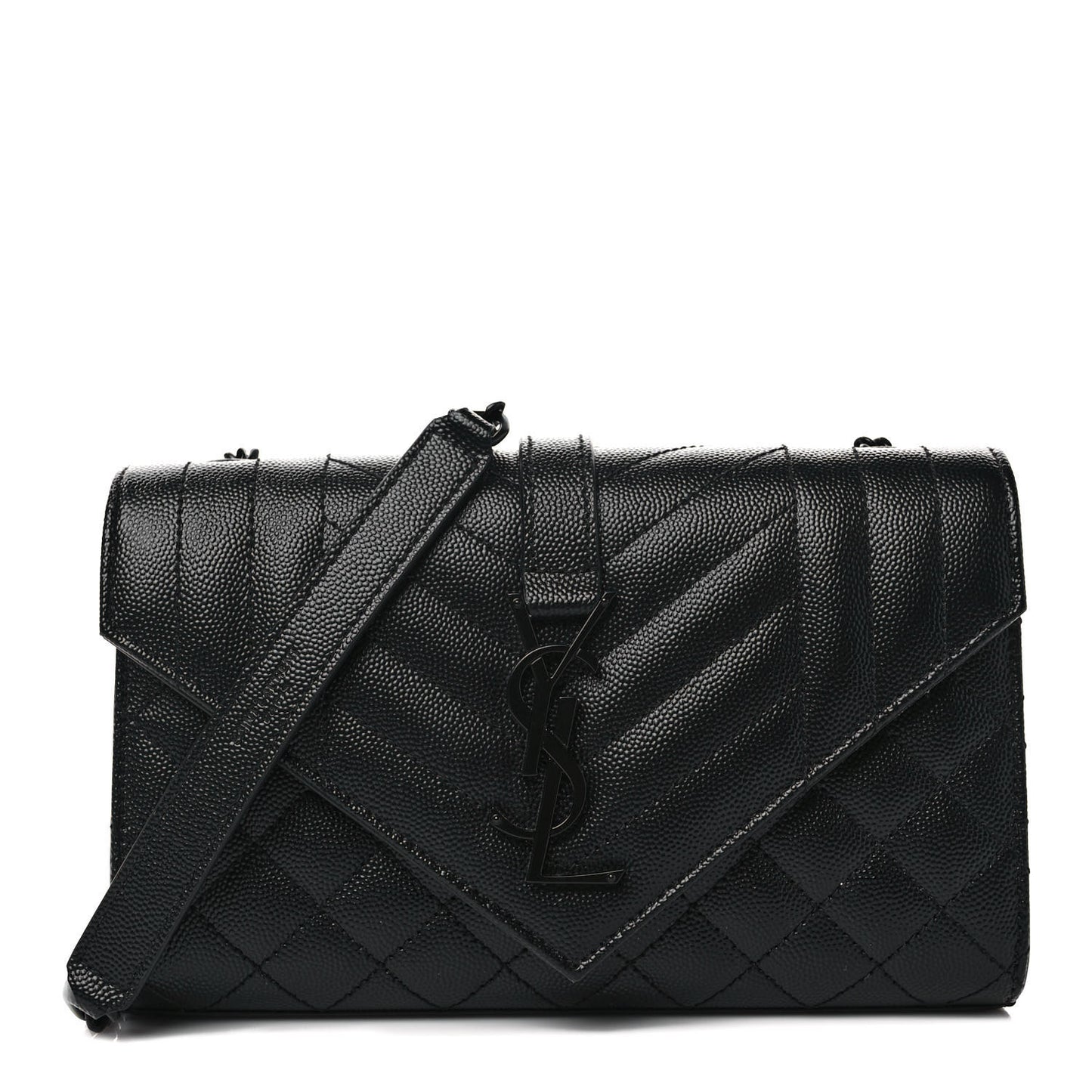 Grain De Poudre Textured Mixed Matelasse Triquilt Small Monogram Monochrome Satchel Black