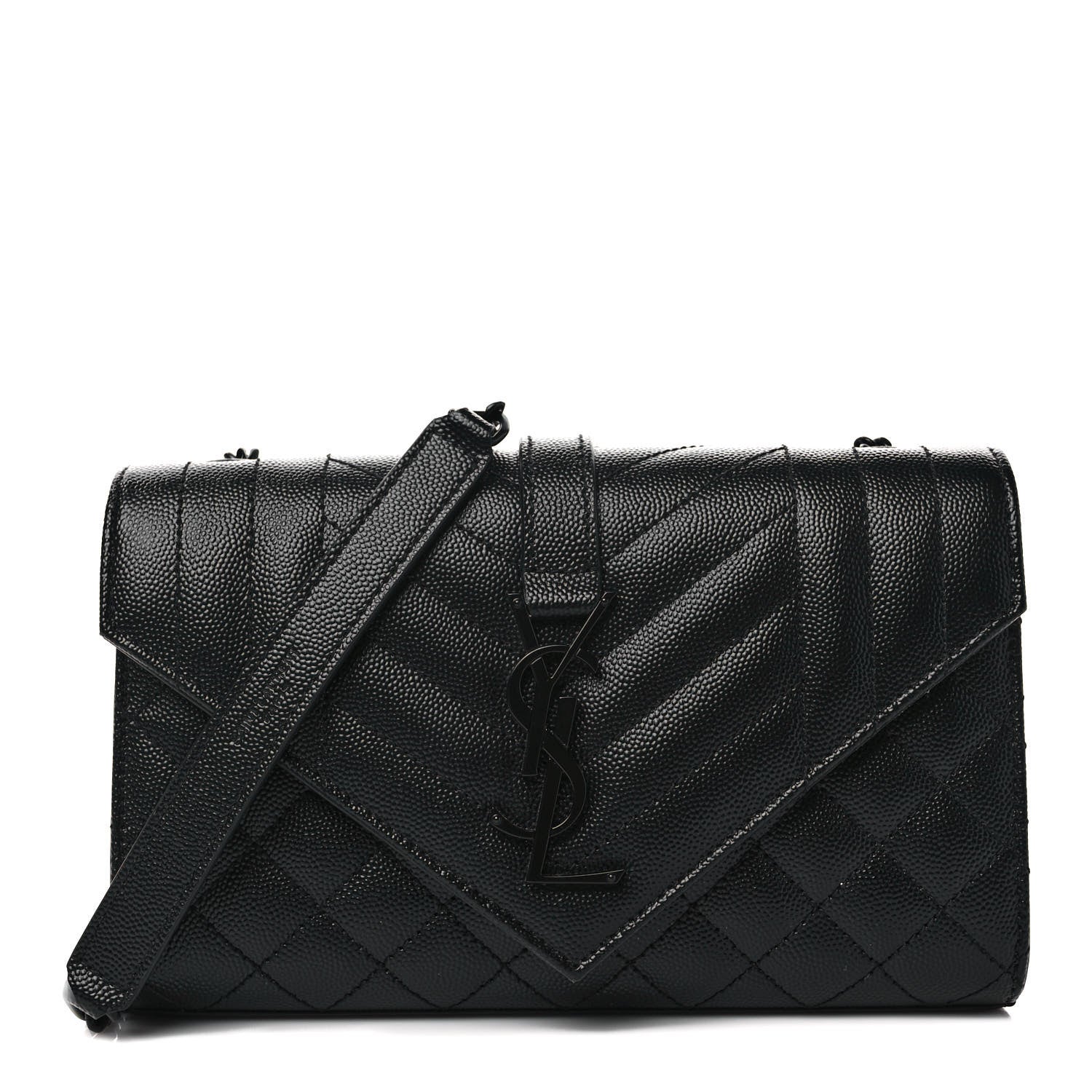 Saint Laurent Grain De Poudre Textured Mixed Matelasse Triquilt Small Monogram Monochrome Satchel Black 1 of 9