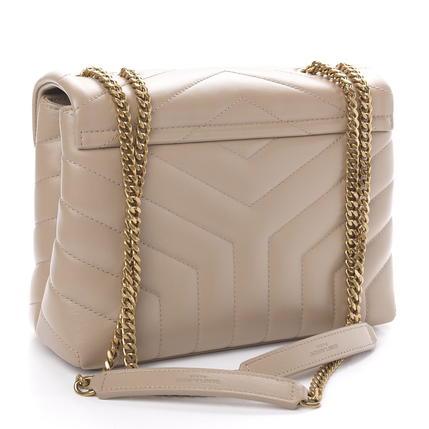 Saint Laurent Calfskin Y Quilted Monogram Small Loulou Chain Satchel Dark Beige 3 of 10