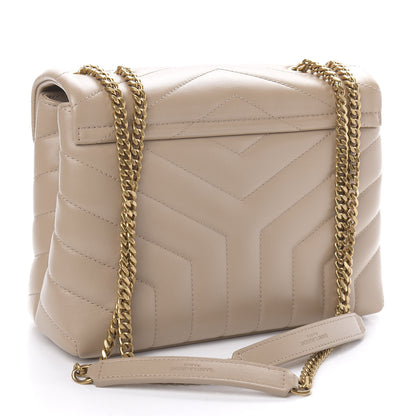 Saint Laurent Calfskin Y Quilted Monogram Small Loulou Chain Satchel Dark Beige 3 of 10