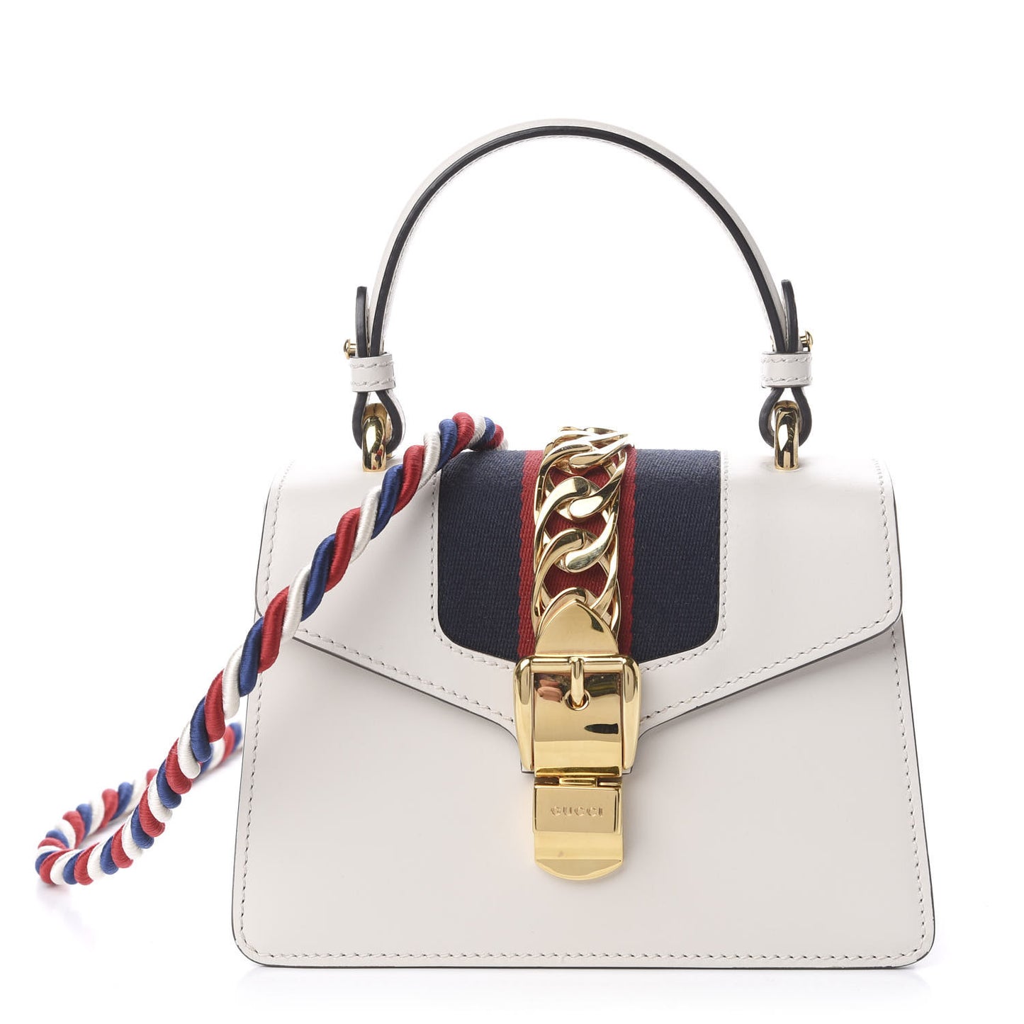 Calfskin Mini Sylvie Top Handle Bag White