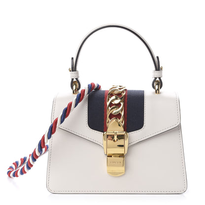 Gucci Calfskin Mini Sylvie Top Handle Bag White 1 of 12