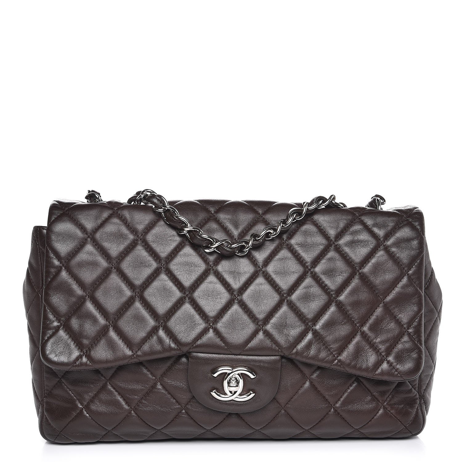Chanel Lambskin Quilted Jumbo Single Flap Dark Brown 1 of 7