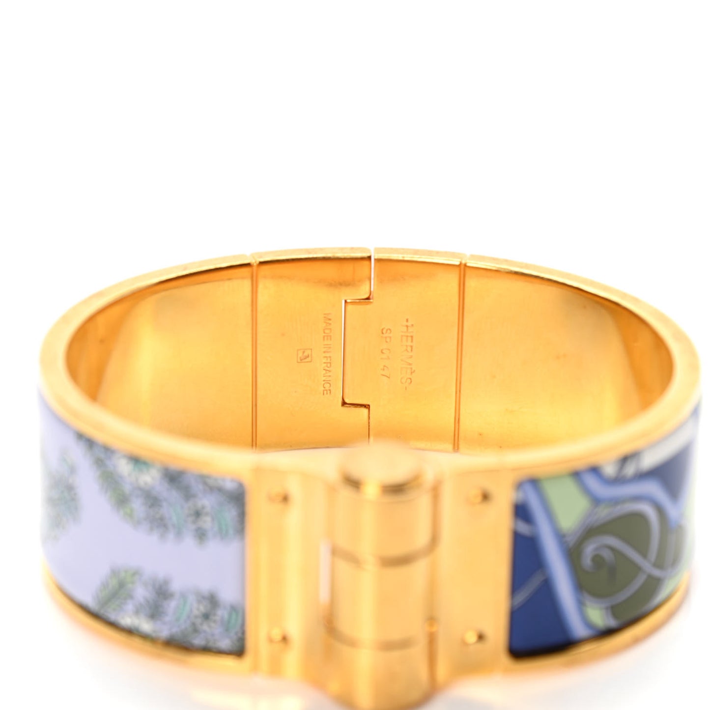 Enamel Printed Wide Coup De Fouet Au Bloc Hinged Bracelet