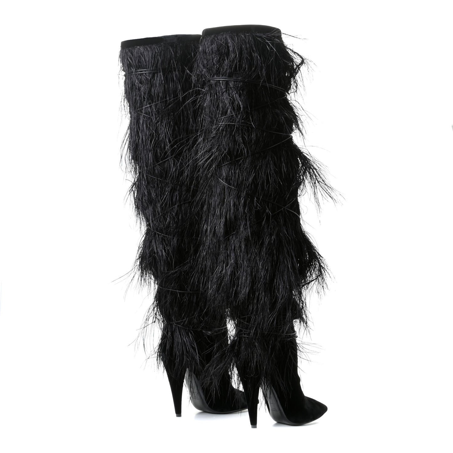 Velluto Master Ostrich Yeti 110 Over The Knee Boots 38.5 Black