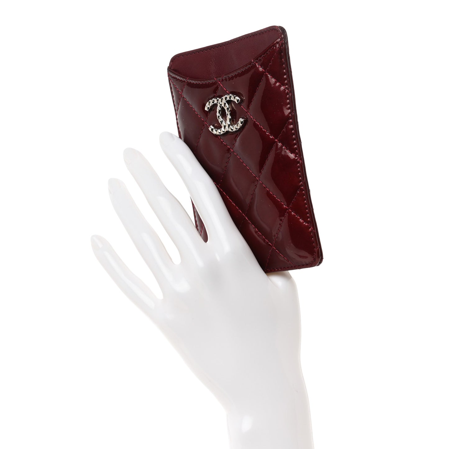 Patent Quilted Brilliant iPhone Case Burgundy