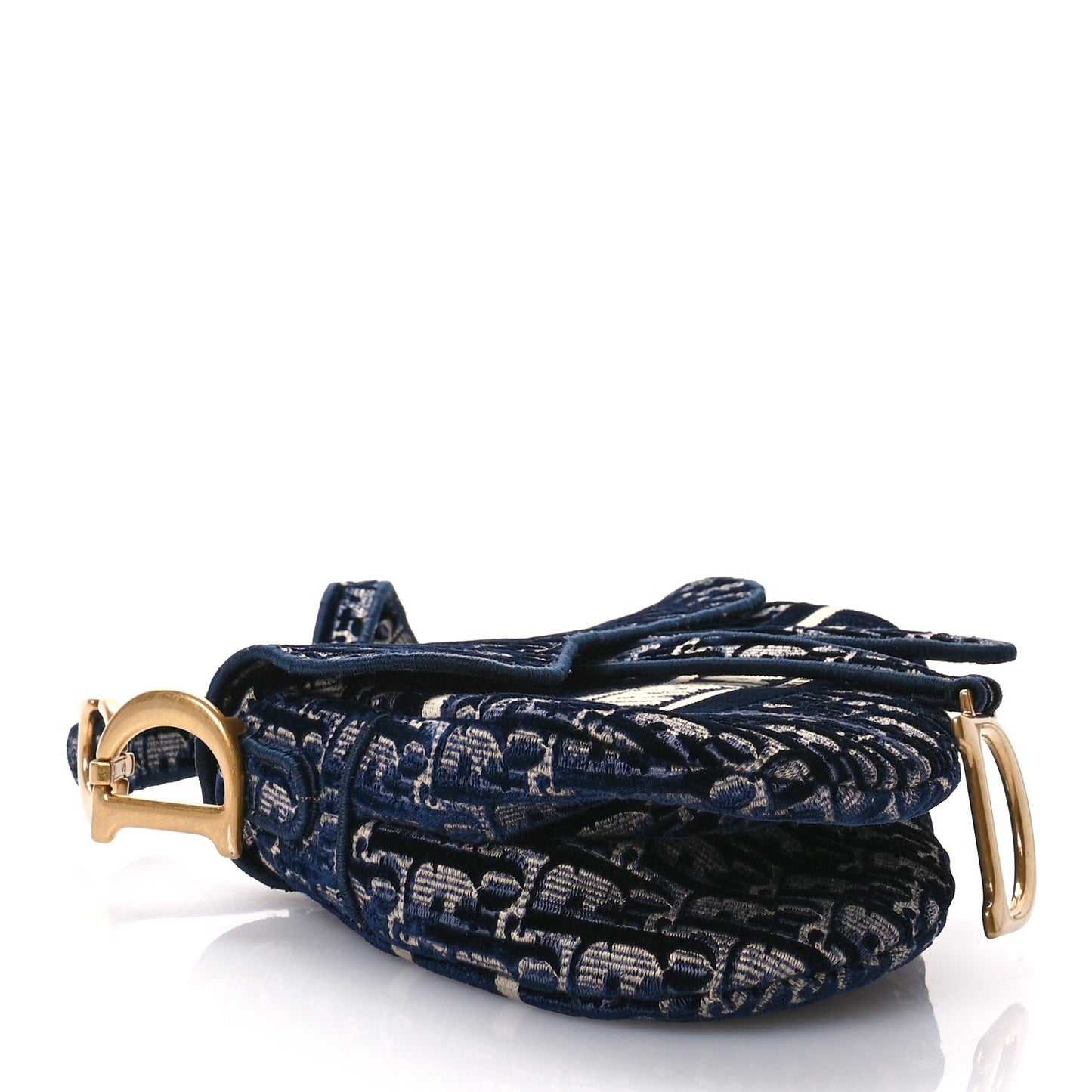 Velvet Oblique Saddle Bag Blue