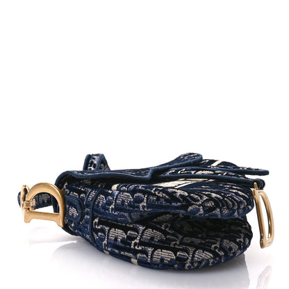 Christian Dior Velvet Oblique Saddle Bag Blue 4 of 13