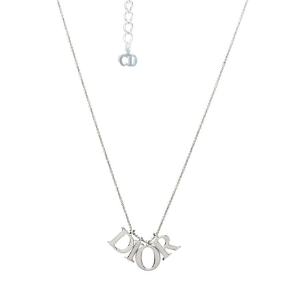 Christian Dior Metal Logo Necklace Silver 1 of 6