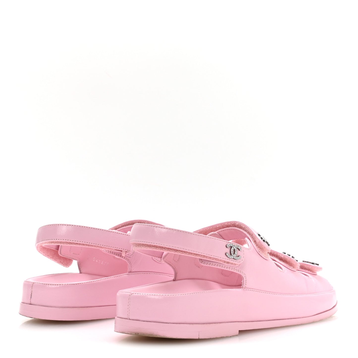 Lambskin Crystal CC Velcro Dad Sandals 38 Light Pink
