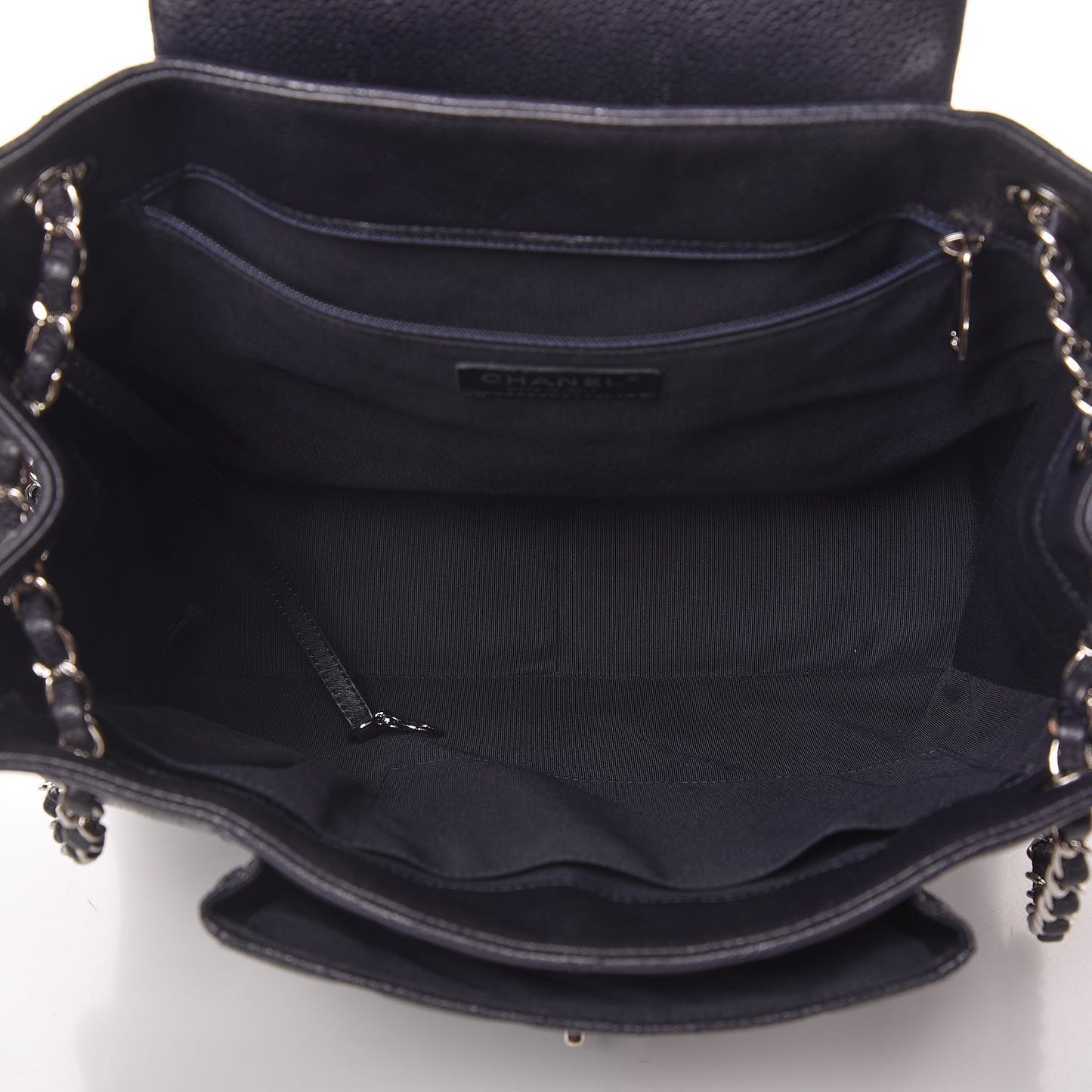 Caviar Quilted Flap Tote Marine